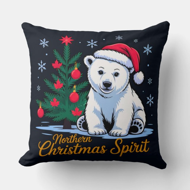 Northern Christmas Spirit  Throw Pillow (Front)