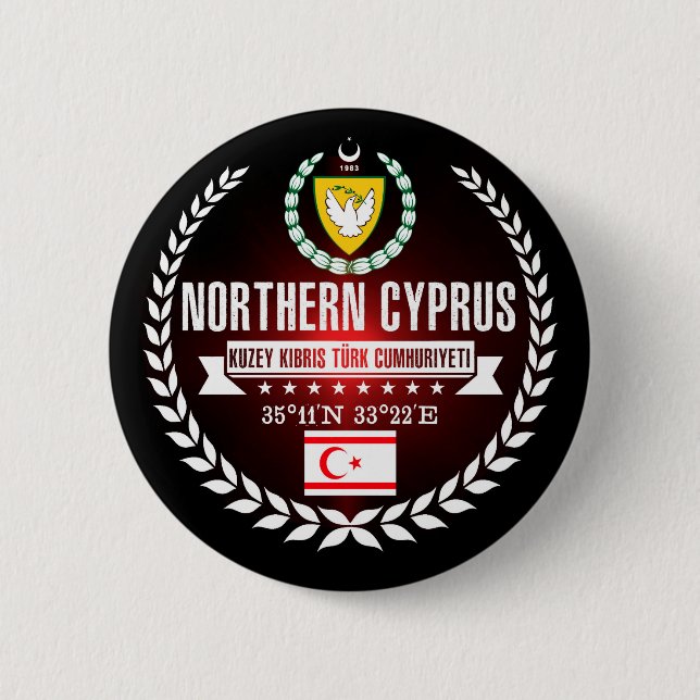 Northern Cyprus 2 Inch Round Button (Front)