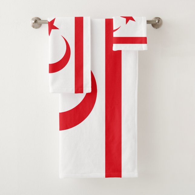 Northern Cyprus Flag Bath Towel Set (Insitu)
