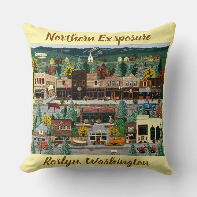 "Northern Exposure" ~ Roslyn, Washington Throw Pillow (Front)