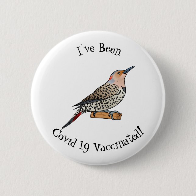 Northern flicker bird cartoon illustration 2 inch round button (Front)