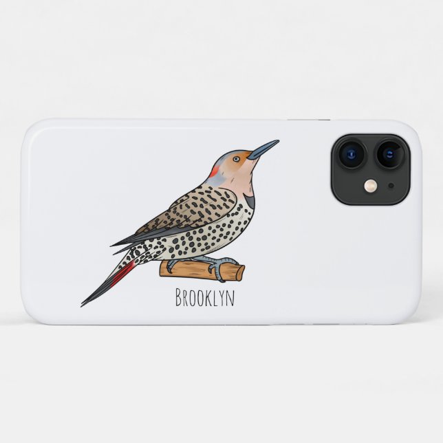 Northern flicker bird cartoon illustration Case-Mate iPhone case (Back (Horizontal))