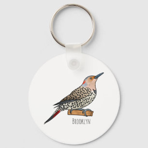 Northern flicker bird cartoon illustration  keychain