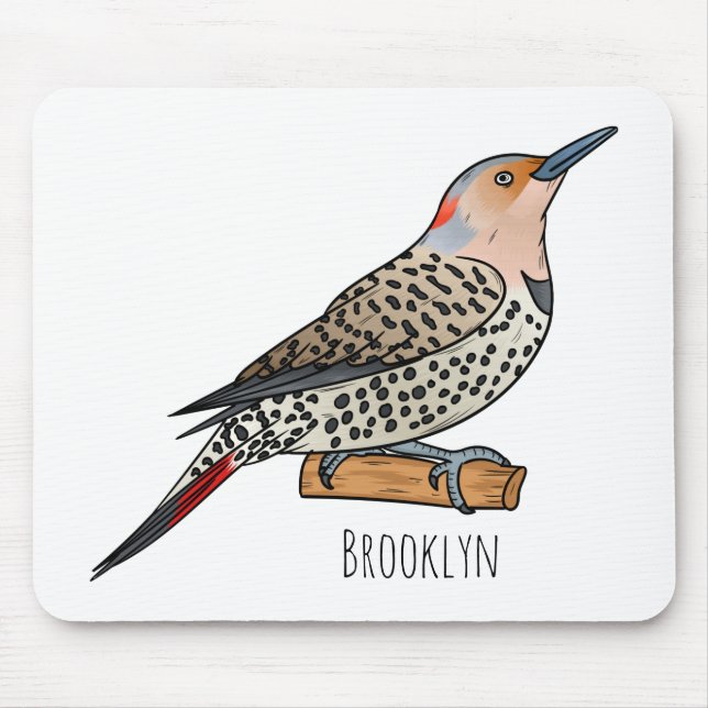 Northern flicker bird cartoon illustration mouse pad (Front)