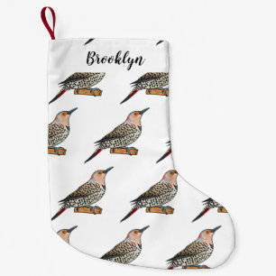 Northern flicker bird cartoon illustration small christmas stocking