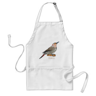 Northern flicker bird cartoon illustration standard apron