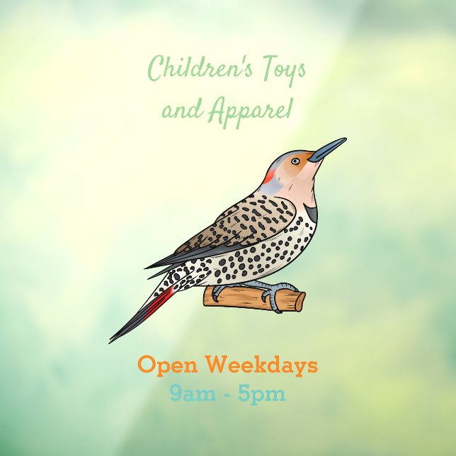 Northern flicker bird cartoon illustration window cling (Sheet 3)