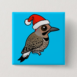 Northern Flicker Santa Claus (yellow shafted) 2 Inch Square Button