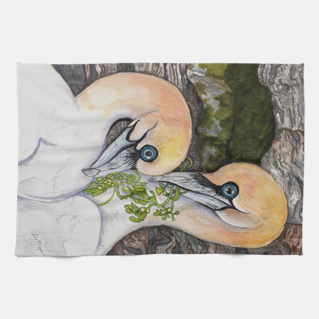 Northern Gannets Art Kitchen Towel (Horizontal)