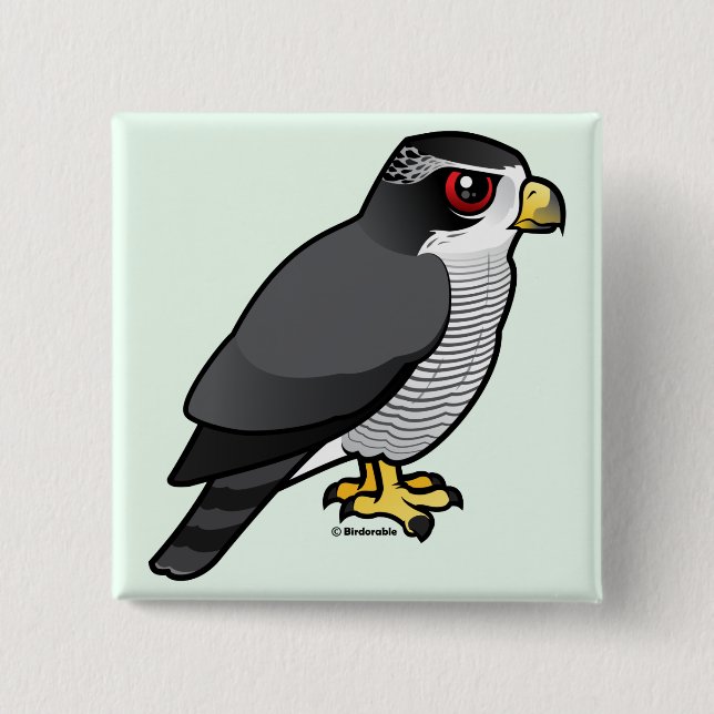 Northern Goshawk 2 Inch Square Button (Front)