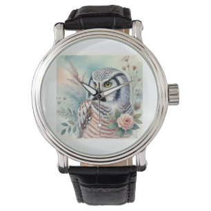 Northern Hawk Owl 060924AREF108 - Watercolor Watch