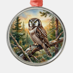 Northern Hawk Owl Metal Ornament
