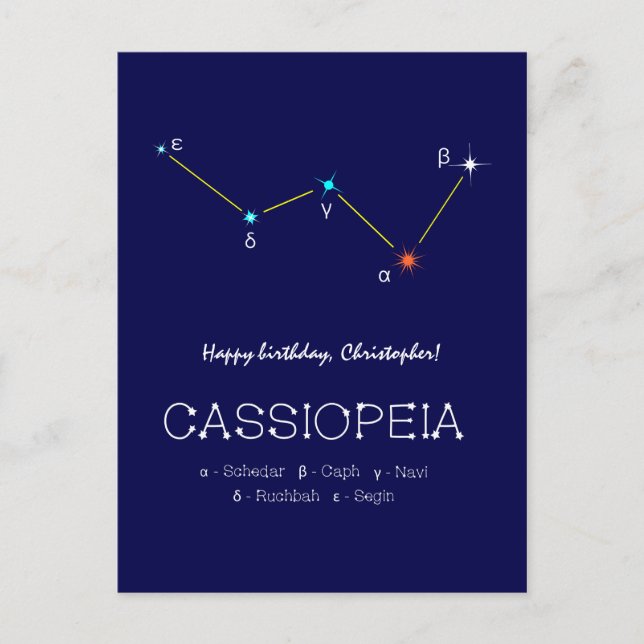 Northern Hemisphere Constellation Cassioipeia Postcard (Front)