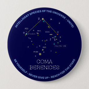 Northern Hemisphere Constellation Coma Berenices 4 Inch Round Button