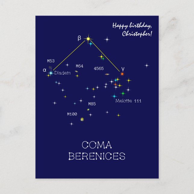 Northern Hemisphere Constellation Coma Berenices Postcard (Front)