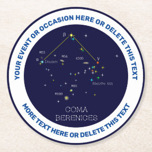 Northern Hemisphere Constellation Coma Berenices Round Paper Coaster