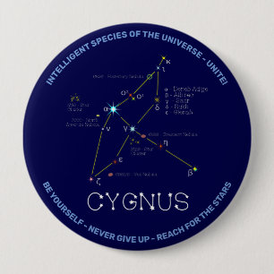 Northern Hemisphere Constellation Cygnus 4 Inch Round Button