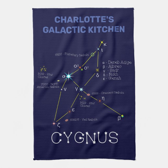 Northern Hemisphere Constellation Cygnus Kitchen Towel (Vertical)