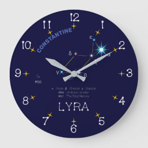 Northern Hemisphere Constellation Lyra Large Clock