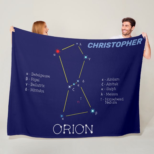 Northern Hemisphere Constellation Orion Fleece Blanket (In Situ)