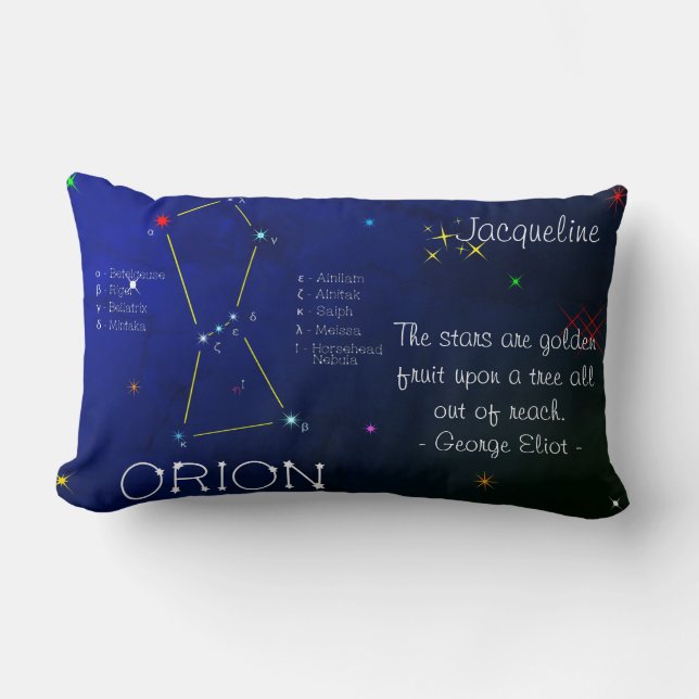 Northern Hemisphere Constellation Orion Lumbar Pillow (Front)