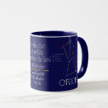 Northern Hemisphere Constellation Orion Mug<br><div class="desc">Northern constellation Orion. The colour of the stars is roughly real. Stars and space objects' names. Stylish and cool coffee mug for anyone. Customizable. You can change or delete the template text " From which stars have we fallen to meet each other here? - Friedrich Nietzsche", "from Elizabeth to Christopher...</div>