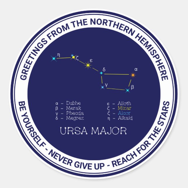 Northern Hemisphere Constellation Ursa Major Classic Round Sticker (Front)