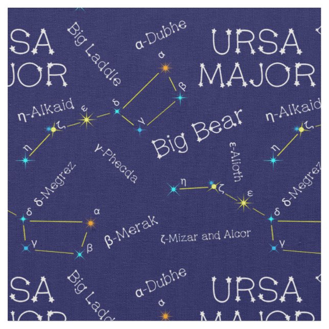 Northern Hemisphere Constellation Ursa Major Fabric (Close Up)
