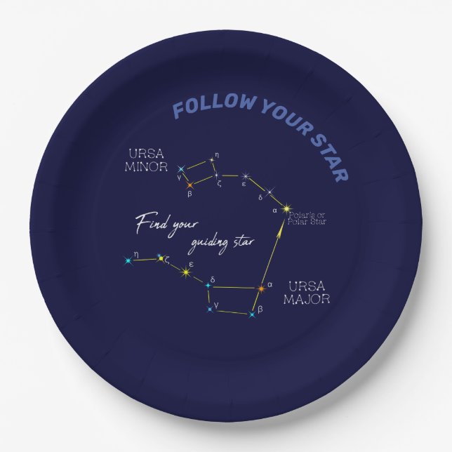 Northern Hemisphere Finding Polaris Star Paper Pla Paper Plate (Front)