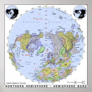 Northern Hemisphere Map Poster