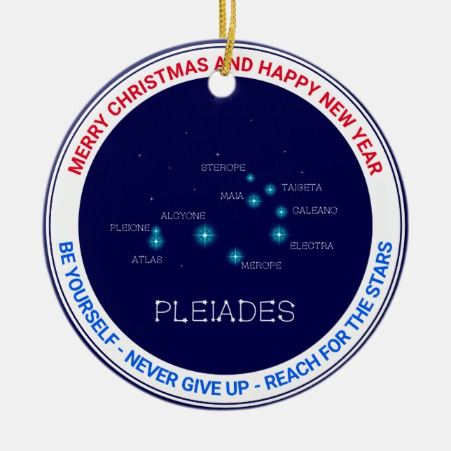 Northern Hemisphere Pleiades Star Formation Ceramic Ornament (Front)