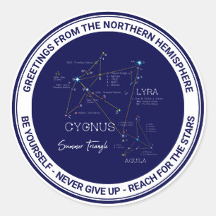 Northern Hemisphere Summer Triangle Stars Classic Round Sticker