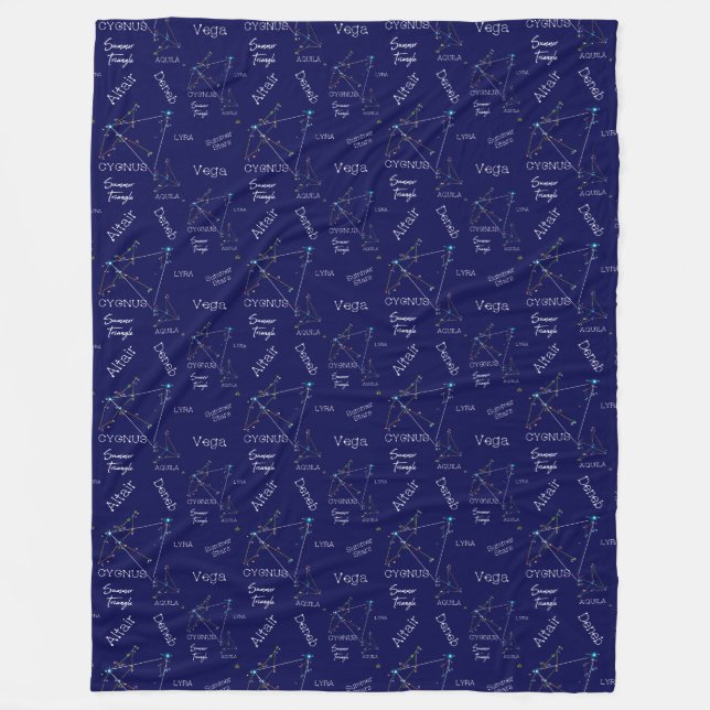 Northern Hemisphere Summer Triangle Stars Fleece Blanket (Front)