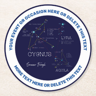 Northern Hemisphere Summer Triangle Stars Round Paper Coaster