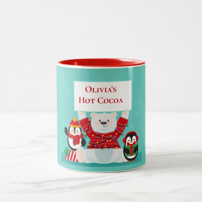 Northern Holiday Creatures Two-Tone Coffee Mug (Center)