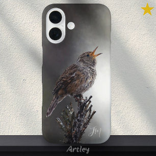 Northern House Wren Bird Painting Custom Name  iPhone 16 Case