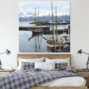Northern Iceland Harbour Tall Ship Reflections  Canvas Print