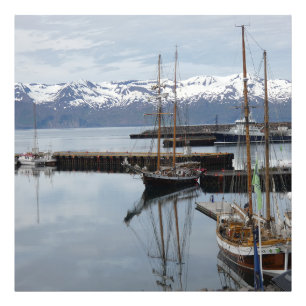 Northern Iceland Harbour Tall Ship Reflections Photo Print
