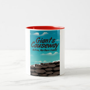 Northern Ireland Giants Causeway travel poster Two-Tone Coffee Mug