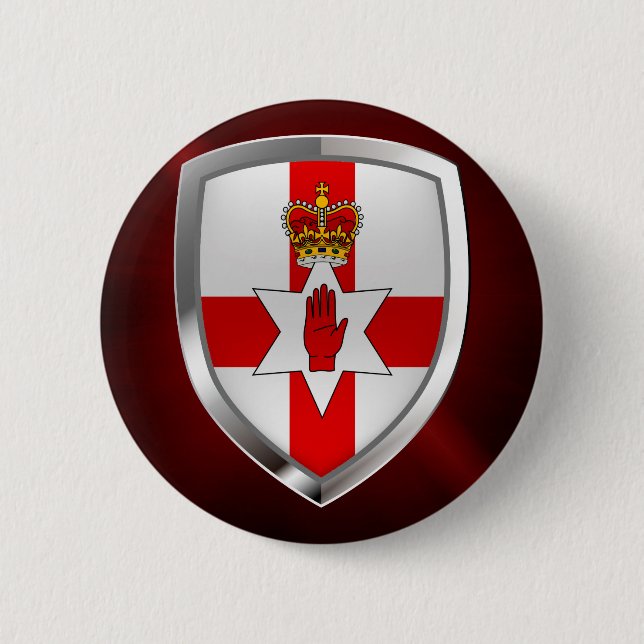 Northern Ireland Metallic Emblem 2 Inch Round Button (Front)