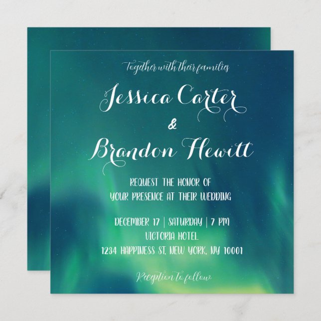 Northern Light Aurora Borealis Wedding Invitation (Front/Back)
