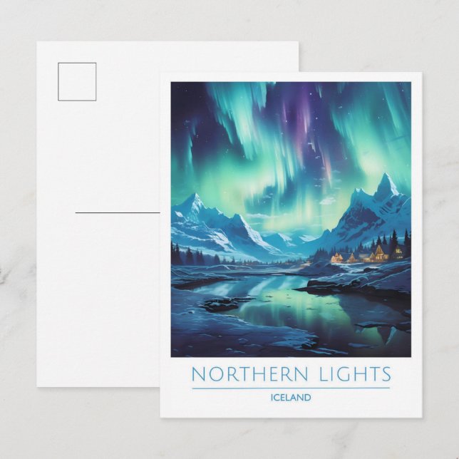 Northern Light Iceland Vintage Travel  Postcard (Front/Back)