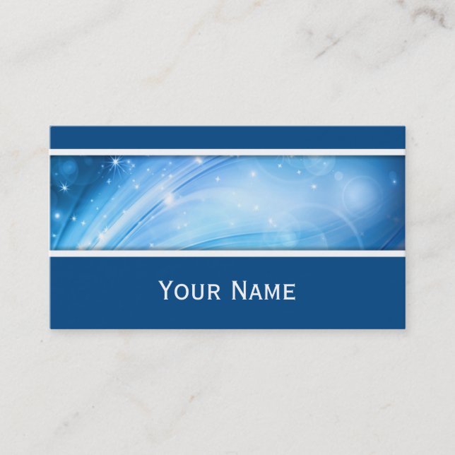 Northern Light Stars blue + your text & ideas Business Card (Front)