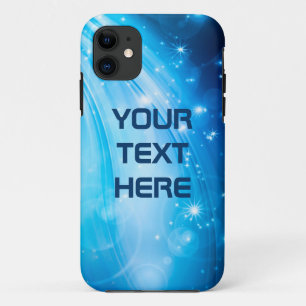 Northern Light Stars blue + your text & ideas iPhone 11 Case