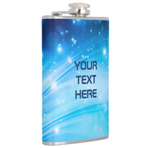 Northern Light Stars blue + your text & ideas Hip Flask