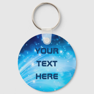 Northern Light Stars blue + your text & ideas Keychain