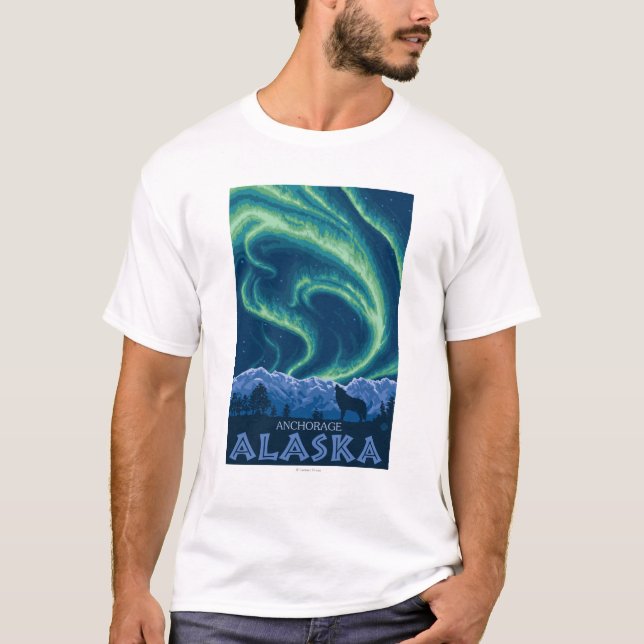 Northern Lights - Anchorage, Alaska T-Shirt (Front)