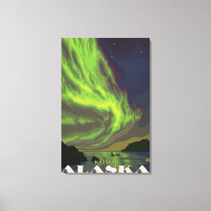 Northern Lights and Orcas - Katmai, Alaska Canvas Print