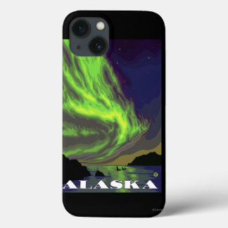 Northern Lights and Orcas Vintage Travel iPhone 13 Case