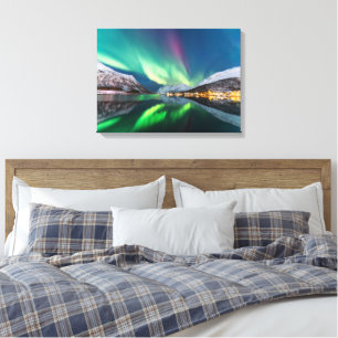 Northern lights and snow covered mountains  canvas print